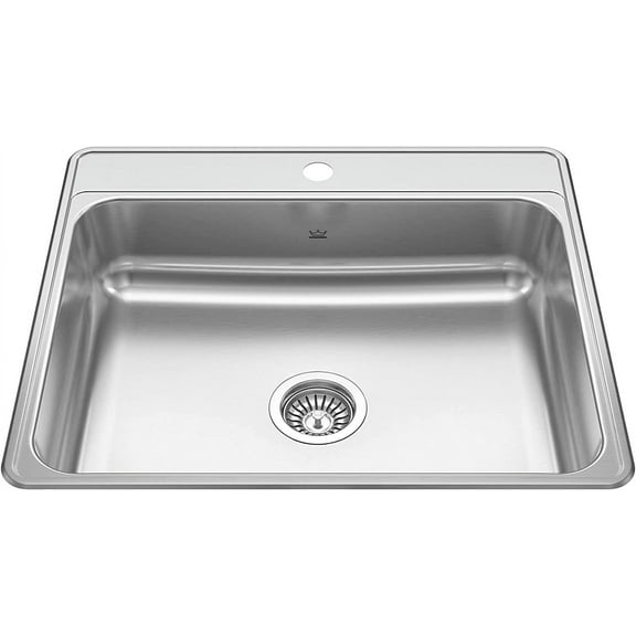 Kindred CSLA2522-7-1N Creemore 25-in LR x 22-in FB x 7-in DP Drop In Single Bowl 1-Hole Stainless Steel Kitchen Sink, 25" x 22"