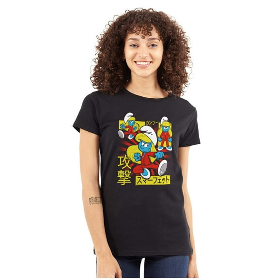 Smurfs Cute Kung Fu Smurfette Otaku Women's T Shirt Ladies Tee Brisco Brands S