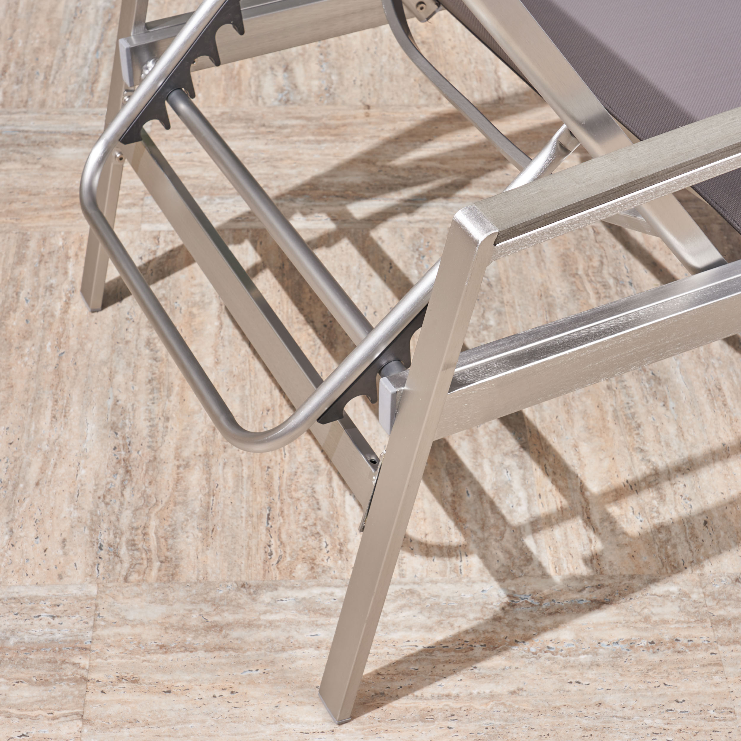 Noble House Oxton Outdoor Mesh and Aluminum Chaise Lounge (Set of 2) Gray
