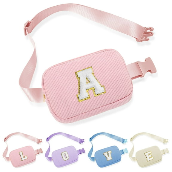 YOOLIFE Crossbody Bags for Women, Initial Corduroy Fanny Pack Crossbody Bag for Women Cross Body Bag for Women