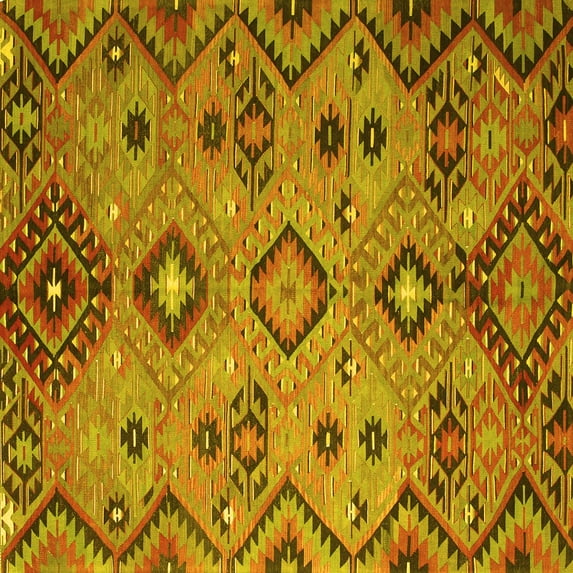 Ahgly Company Machine Washable Indoor Square Southwestern Yellow Country Area Rugs, 8' Square