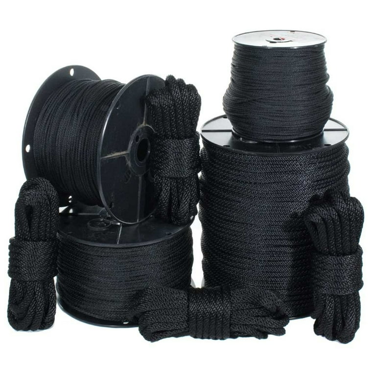 Golberg Solid Braid Black or White Nylon Rope 1/8-Inch, 3/16-Inch, 1/4-Inch, 5/16-Inch, 3/8-Inch, 1/2-Inch - Various Lengths, Size: 50 Foot Hank