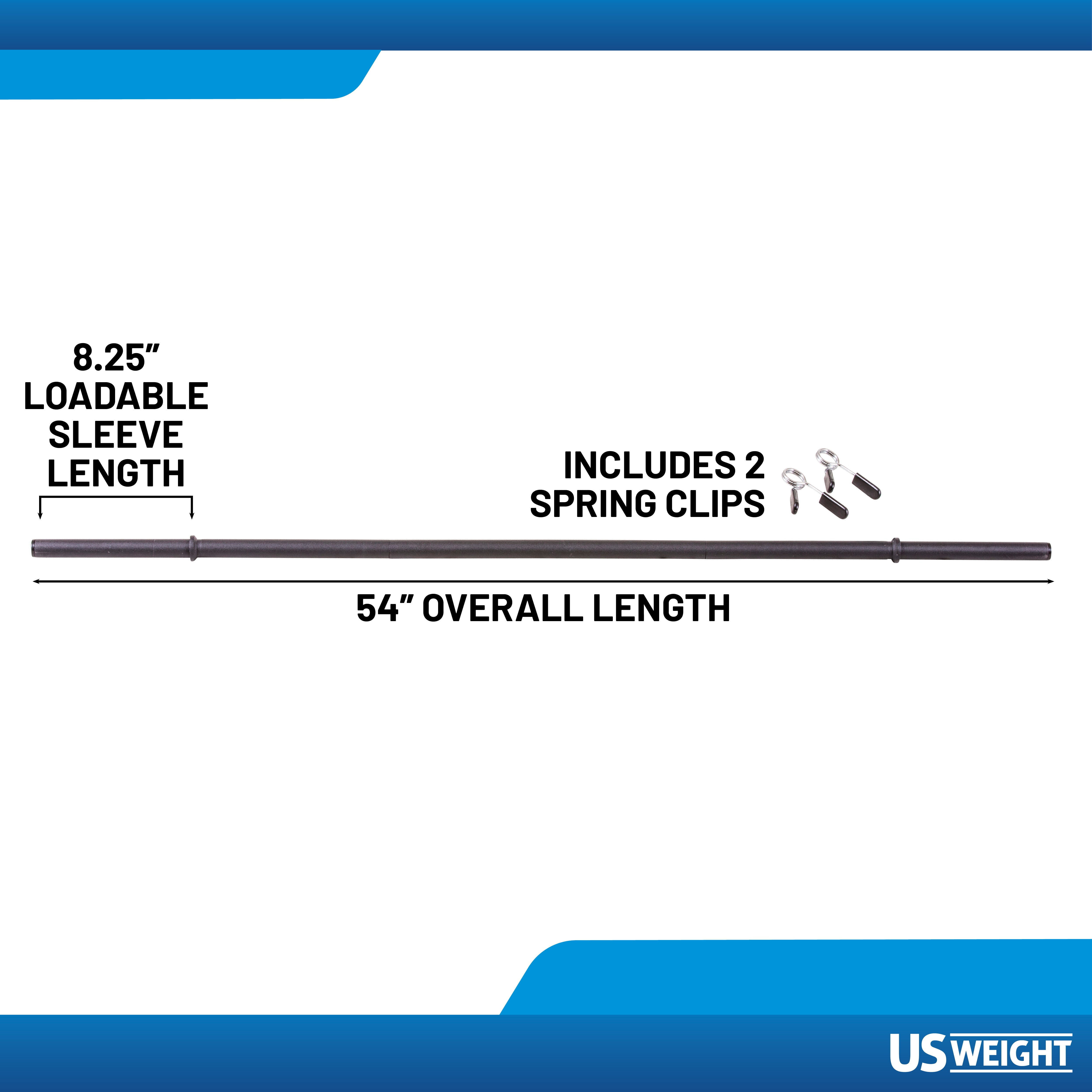 US Weight 3-Piece 54" x 1" Exercise Barbell Set - Includes 2 Spring Clips