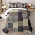 thumbnail image 2 of Erosebridal Brown Grey Patchwork Twin Quilt Set for Boys Men, Houndstooth Plaid Print Twin Coverlet Set, 2pcs, 2 of 7