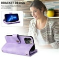 thumbnail image 5 of for iPhone 14 Pro Wallet Case, [Card Slots] PU Leather ID Credit Holder Folio Flip Kickstand Magnetic Clasp Phone Cover & Lanyard & Shoulder Strap for iPhone 14 Pro, Purple, 5 of 9