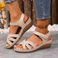 thumbnail image 2 of Dakaela Women's Platform Wedge Sandals Comfortable Arch Support Ankle Strap Summer Casual Orthotic Walking Shoes for Beach Travel Size 6-10 Beige, 2 of 9