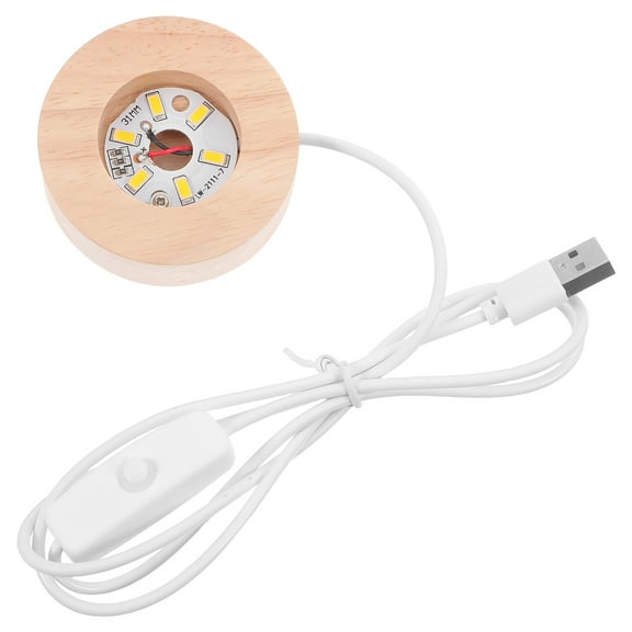 Mobestech Compact Wood LED Base for Glass and Crystal Art Home Display