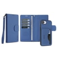 thumbnail image 2 of Case For Apple iPhone 17e / iPhone 16e 6.1 inch,RFID Blocking，Split PU Leather Detachable 2 In 1 Flip Folio Wallet With Multi-Card Slots,Wristband，Kickstand Magnetic Protective Cover,Blue, 2 of 9