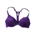 thumbnail image 4 of PMVFHDE Thin Cup Gathered Lace Band Steel Ring Front Closure Back Supporting Bra for Daily Leisure Full Coverage Y-Shape Straps Purple - 85C, 4 of 4