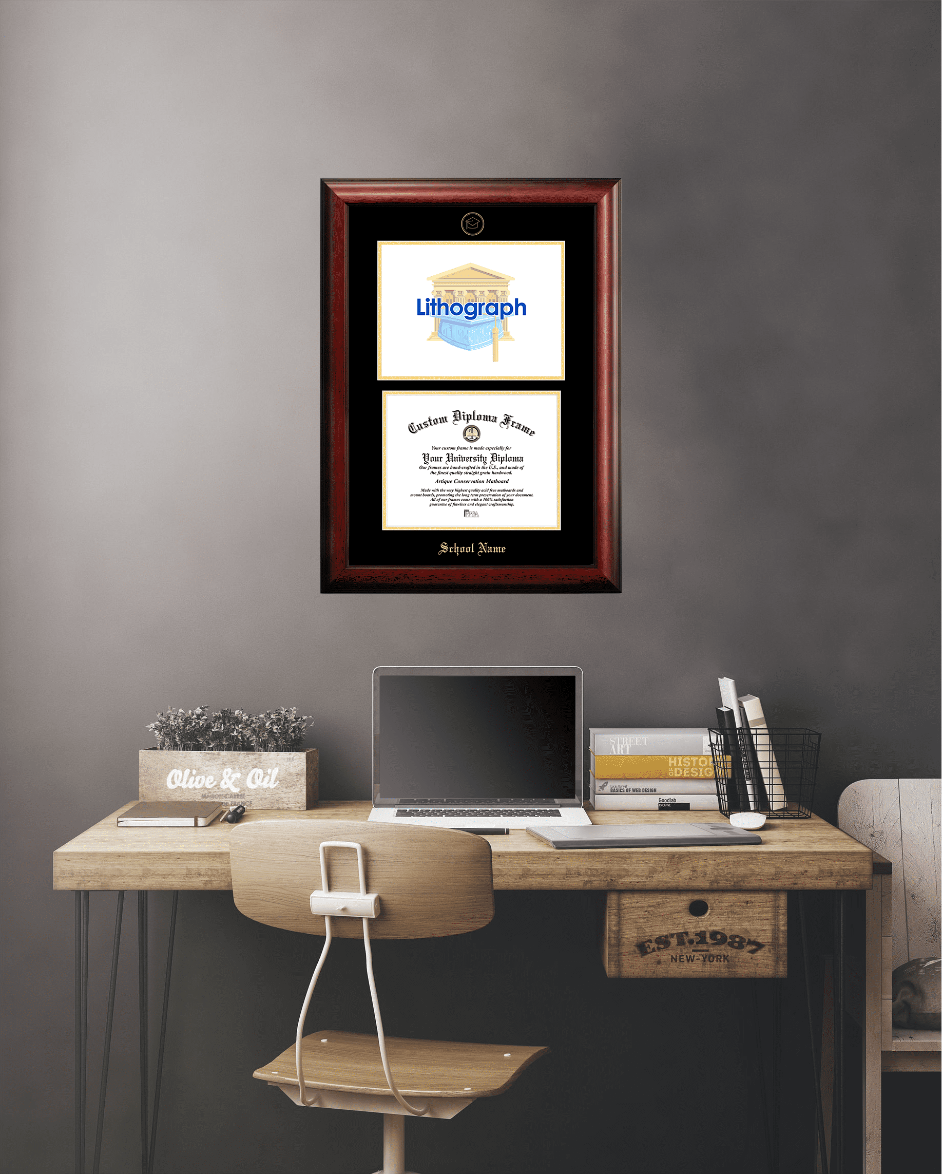 Ohio State University 8.5" x 11" Gold Embossed Diploma Frame with Campus Images Lithograph