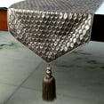 thumbnail image 3 of The HomeCentric Decorative Table Runner 16 x 120 Inch Foil & Beehive with Tassels, Silver, Satin Fabric, Geometric Pattern, Modern, Table Runner, 3 of 3