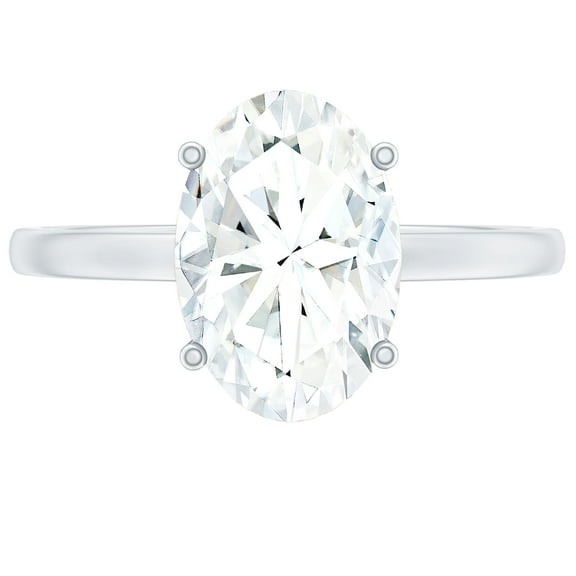Rosec Jewels Lab Diamond Solitaire Oval Engagement Ring 1 Ct - 6x8 mm - EF-VS Quality Certified, 925 Sterling Silver, US 4.00