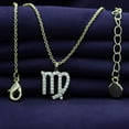 thumbnail image 6 of 18K Yellow Gold Plated Zodiac Necklace For Women, Virgo Horoscope Astrology Sign Moissanite Diamond Pendant Necklace 16+2” Adjustable Chain (0.18 Cttw), 6 of 6