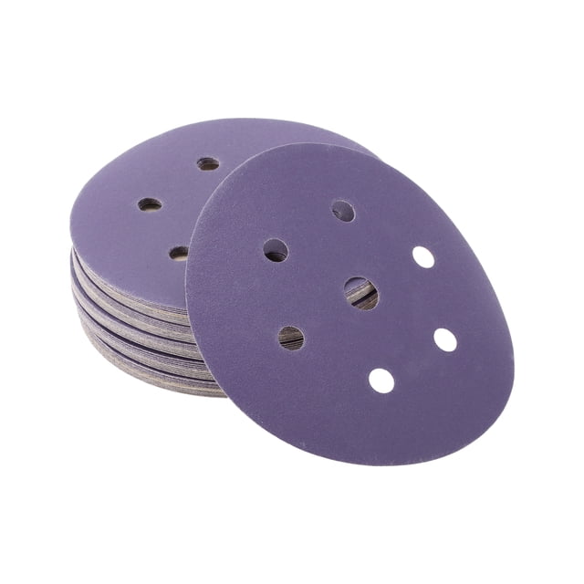 Unique Bargains 50 Pcs Discos de Lijado para Madera de Coche, 5.91" 400 Grano Púrpura Cerámico