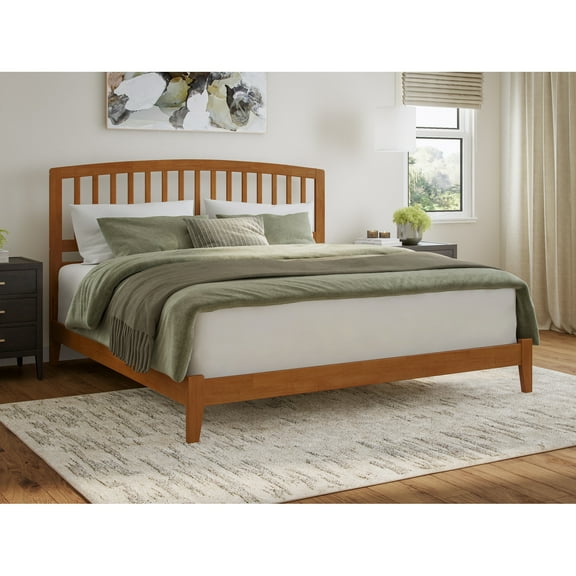Nantucket Full Solid Wood Low Profile Platform Bed in Light Toffee