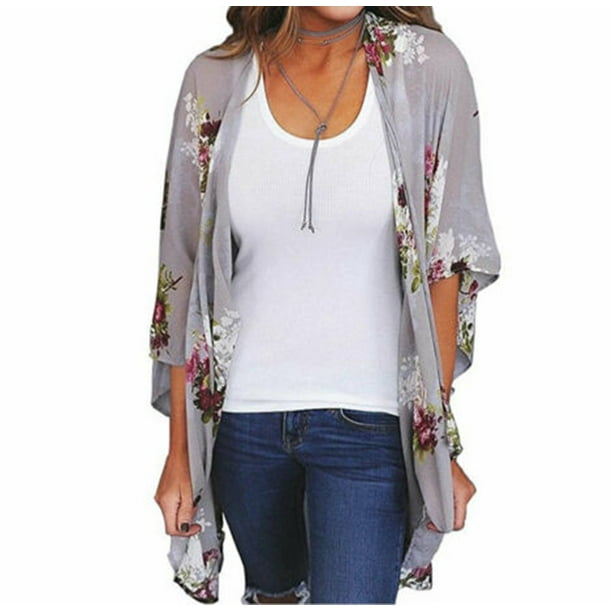 Hopiumy Women Summer Holiday Lace Floral Kimono Cardigan Tops Blouse ...