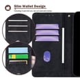 thumbnail image 3 of Leather For Apple iPhone 16 Plus RFID Blocking Dual Tone Flip Wallet Case, With Card Holder Buckle Magnetic Closure Shockproof Kickstand Protective Phone Cases Cove,Black,For iPhone 16 Plus, 3 of 7