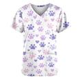 thumbnail image 5 of Easter Scrub Tops for Women V-Neck Short Sleeve Pockets Cute Bunny Graphic Print Breathable Lightweight Professional Medical Healthcare Work Shirt, 5 of 5