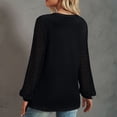 thumbnail image 2 of Camisas con costuras de encaje para mujer Camisas con cuello redondo y botones en la parte delantera Jersey cómodo de manga larga Negro M, 2 of 6