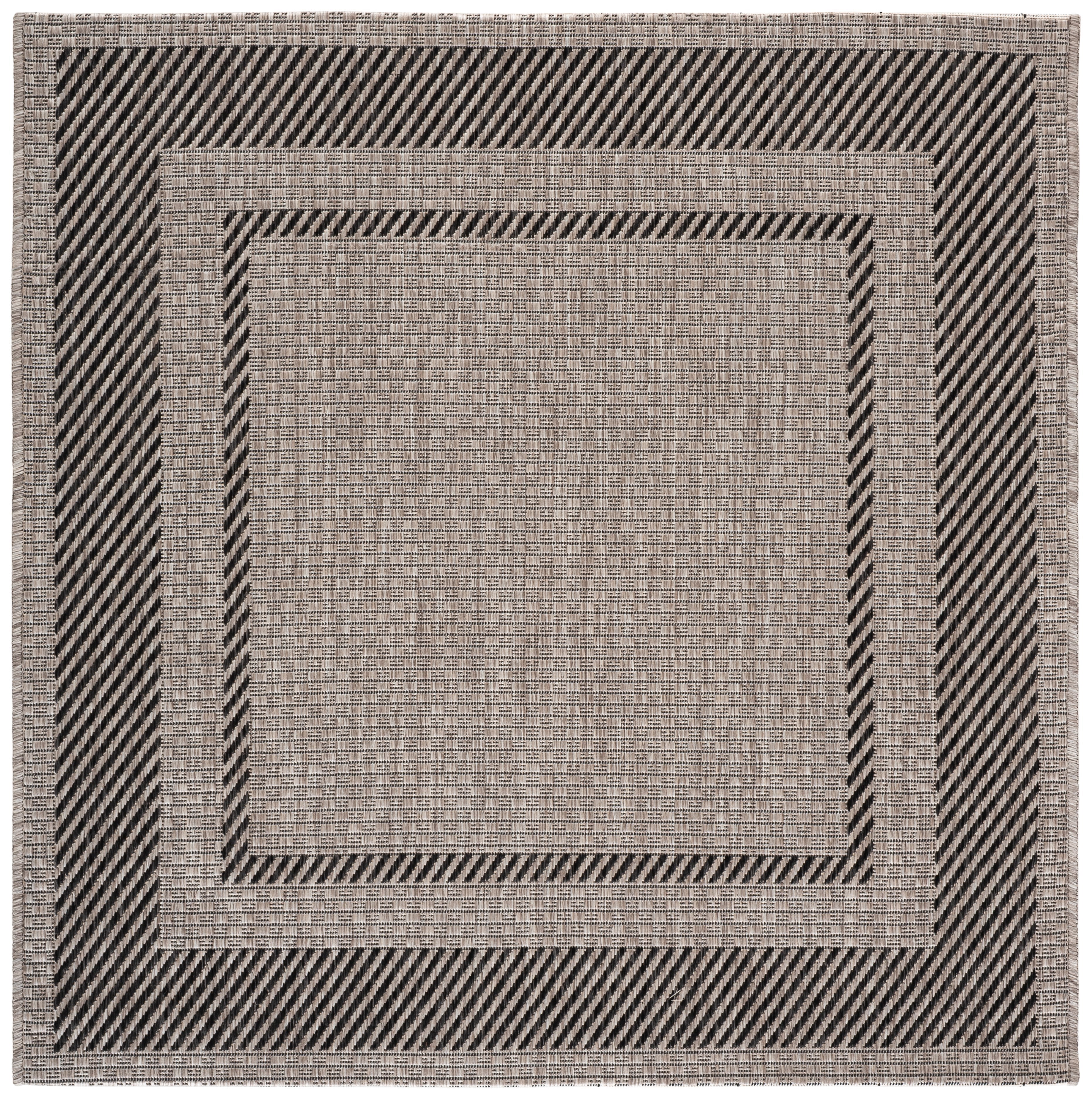 Safavieh Courtyard Agnes Bordered Indoor/Outdoor Area Rug, Beige/Black, 4' x 4' Square