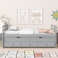 thumbnail image 2 of Miniyam Wood Twin Size Bed with Trundle, Storage Drawers for Kids, Gray, 2 of 8