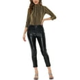 thumbnail image 2 of INSPIRE CHIC Women's Party Glitter 3/4 Sleeve Shiny Striped Metallic Blouse 3XL Shiny Gold, 2 of 6