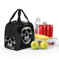 thumbnail image 4 of Rateoe Black White Hat Skull Pattern Insulated Lunch Bag with Thick Aluminum Foil Lunch Tote Bag with Front Pocket for Men and Women, Ideal for Work, School, Picnics, and Travel, 4 of 5