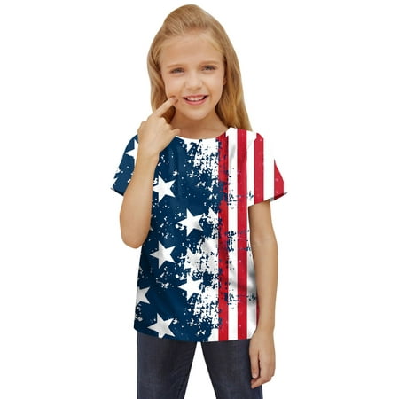 

KI-8jcuD Teens Clothes For Girls Independence Day For Children Toddler 4Th Of July 3D Graphic Printed Tees Boys Girls Novelty Short Sleeve T Shirts Unisex Casual Tops Girls Short Sleeve Kids Casual