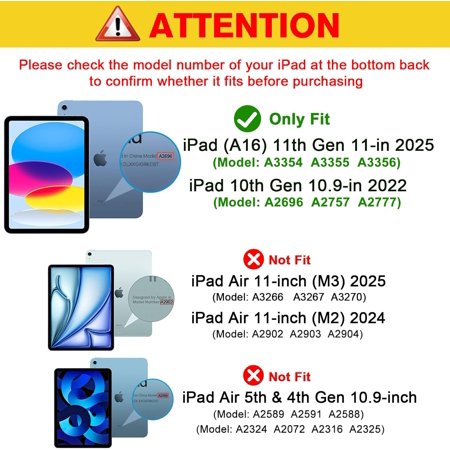 ProCase iPad 11世代/10世代 ケース iPad（A16）11インチ 2025/10.9インチ 2022通用 A2696 A2757 A2777 ペン収納 耐衝撃 三つ折り スタンド スマート