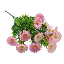 Artificial Daisies Flowers, Silk Cemetery Bouquet for Memorial, Hanging Window Box, Table Centerpieces, Home And Garden Decoration, Nanoei 1X Artificial Flower Pink1