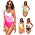 thumbnail image 4 of TNOBHG Women One-piece Swimsuit Women Summer Monokini One-piece Color Matching One Shoulder Skinny Elastic Soft Breathable Quick-dry Swimsuit Beachwear, 4 of 8