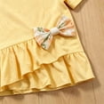 thumbnail image 5 of Xyant Toddler Girl Summer Clothes 12 18 24 Months 2T 3T 4T 5T Girls Outfit Short Sleeve Ruffle Bowknot Top+Floral Capri Pants 2Pcs Spring Set (Yellow,12-18 Months), 5 of 7
