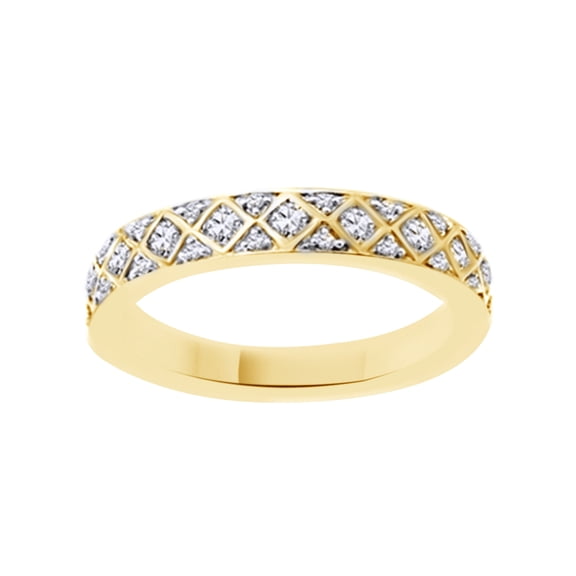 White Natural Diamond Anniversary Ring In 10k Yellow Gold (0.5 Cttw)
