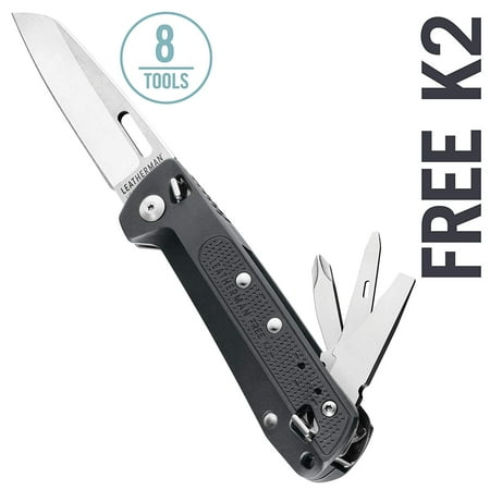 UPC: 0037447006906 | LEATHERMAN FREE K2 EDC Knife and Multitool with Magnetic Locking Aluminum Handles and Pocket Clip Made in the USA Gray (K2)