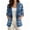 Blue Plaid, variant on Musical Note Print Faux Linen Blazer Jacket for Women Casual One Button Suit Jacket with Pockets Breathable Cardigan Coat for Spring Summer Fall, 3XL
