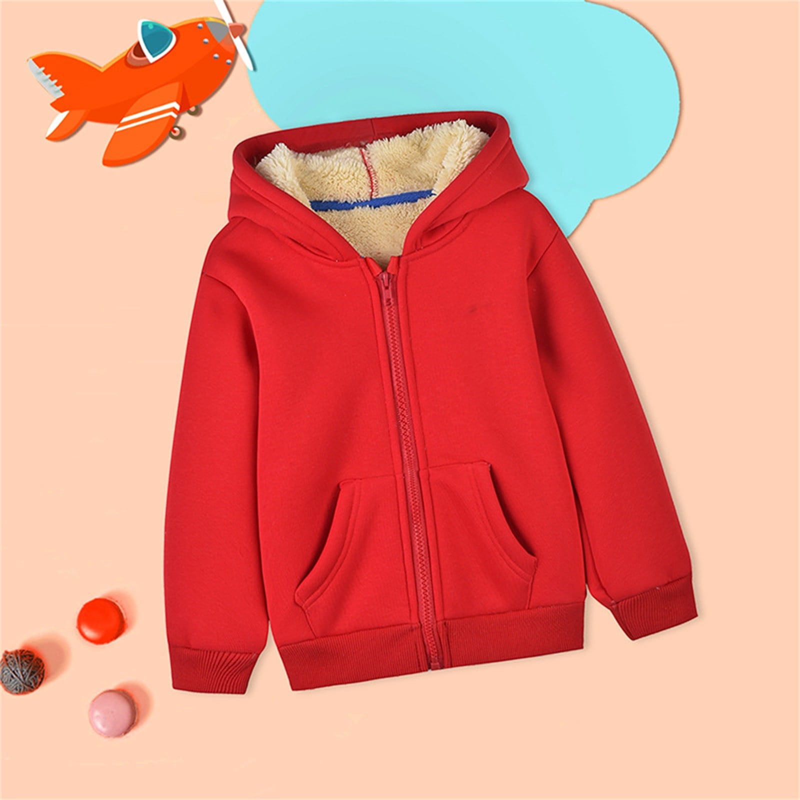 Sweat à Capuche Polaire Garçon Fille - Doublure Sherpa Rembourrée, Manches Longues - Veste Chaude Pour Automne Et Hiver