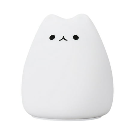

WIQUOKETT Cartoon Mini Cute Cat Silicone Light New Battery Color Changing Patting Night Light Atmosphere Light