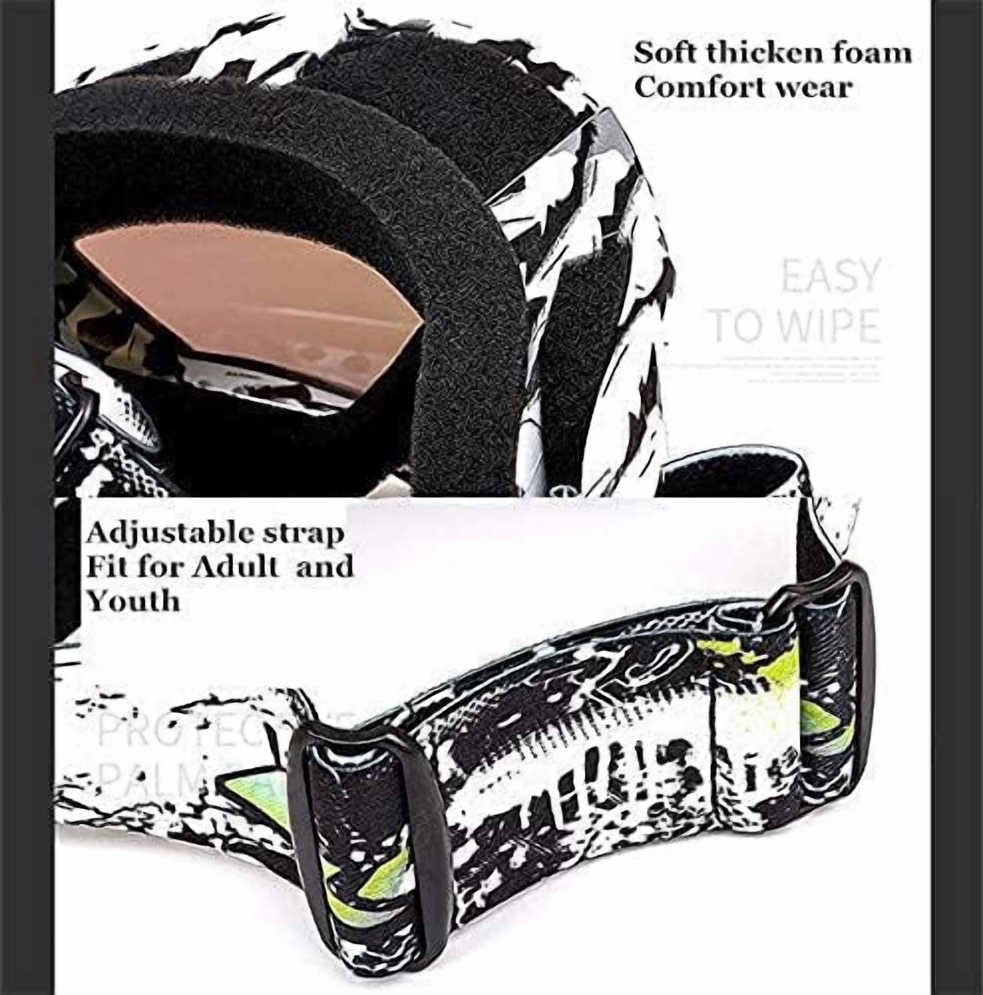 JJEAN-OTG Ski Snow Goggles, UV Protection Anti Fog Snowboard Goggles for Men Women Youth
