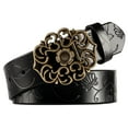 thumbnail image 1 of Cinturón de Cuero Sonducket con Hebilla de Flor para Mujer PU Premium Negro, 1 of 6