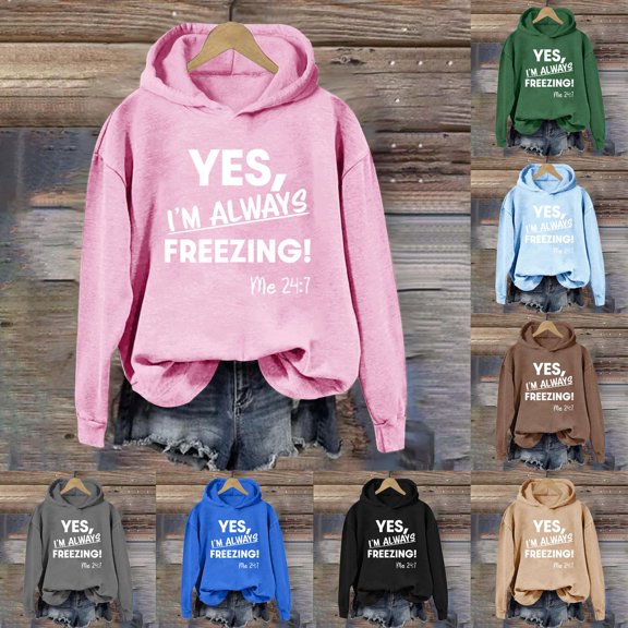 Hilzaten Print Sweatshirt for Women Loosse Hooded Pullover Womens Sweatshirt Long Sleeve