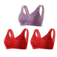 thumbnail image 2 of TrendVibe365 Front Clasp Bras for Women Multipack Daisy Floral No Underwire Push up Bralettes Padded Snap Front Closure Wide Strap Corset Bra Full Coverage Crop Tank Top Sexy Underwear Red M, 2 of 5