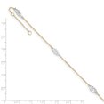 thumbnail image 3 of 14k Two Tone Gold Leaf 9 Inch Plus 1 Anklet Ankle Bracelet Flower Gardening, 3 of 7