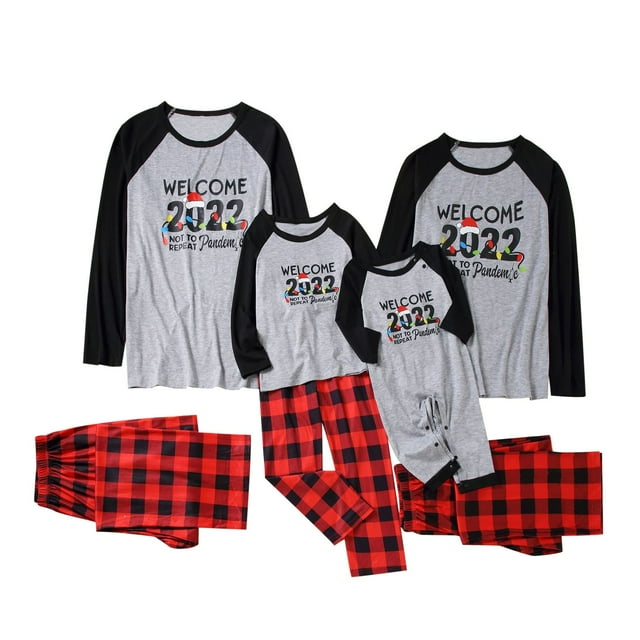CEHVOM Christmas Child Printed Blouse Tops+Pants Xmas Family Matching Pajamas Set