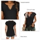 thumbnail image 4 of Tops de verano para mujer, camisa informal de Color puro con cuello en V y mangas de pétalos recortadas de Jacquard para fiesta, oficina y compras, 4 of 5