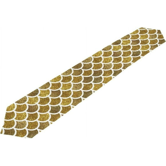 ColourLife Table Runner Mermaid Scales Glitter Print Washable Table Cloth Runner for Holiday Home Wedding Table Top Decoration 13x70 Inches