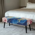 thumbnail image 2 of XYZCANDO Golden Turtle Floral Marble Bench Seat Cover, Easy Clean Long Chair Cover High Elastic Polyester Spandex Long Bench Seat Slipcover for Living Room, 2 of 9