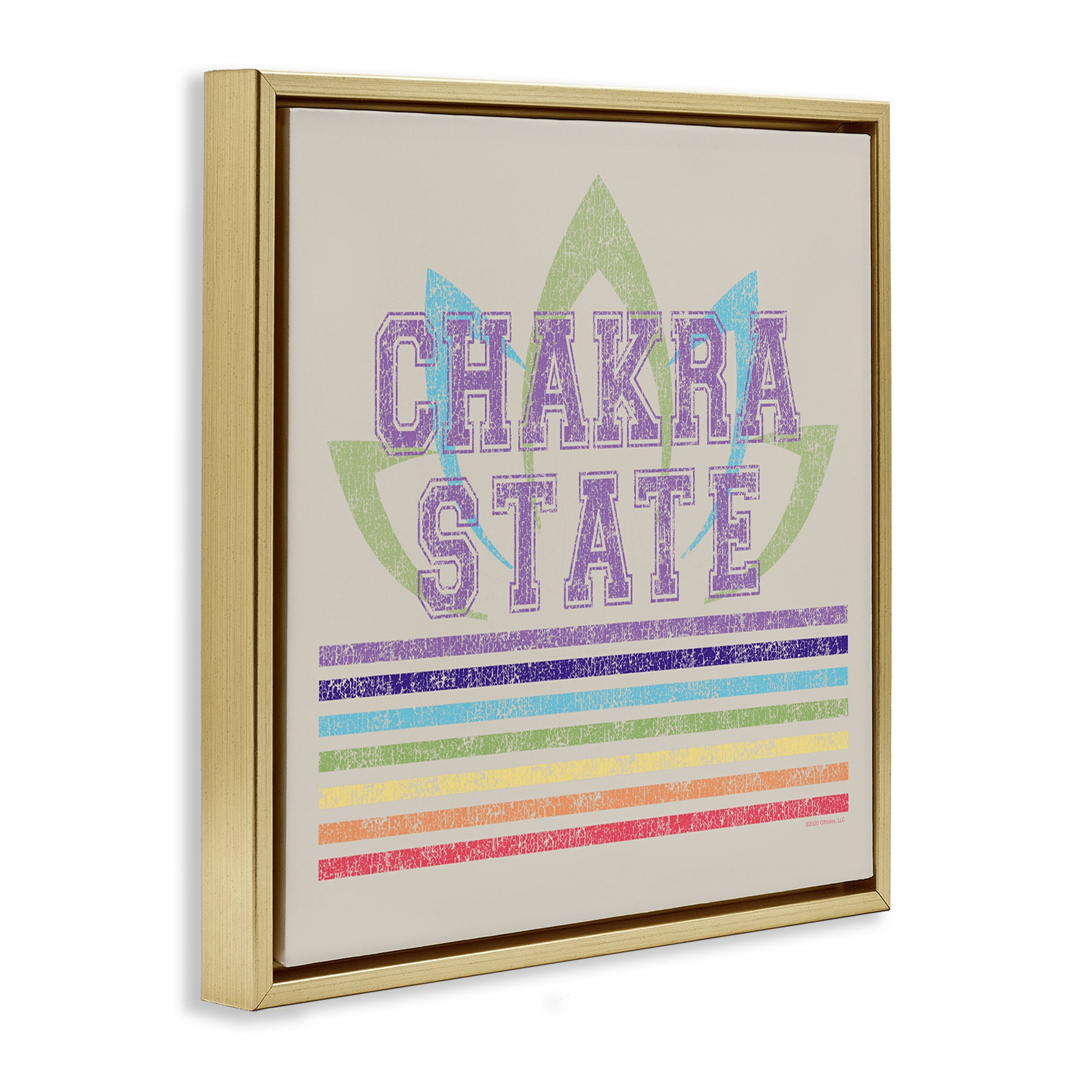 Stupell Industries Vintage Chakra State Novelty & Humor Painting Gold Floater Framed Canvas Art Print Wall Art, 18 x 18