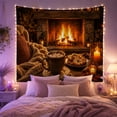 thumbnail image 2 of Hot Chocolate by a Stone Fireplace with Cookies and Candles, Peaceful Rustic for Cocoa Lovers, Winter Hearth Decor, Christmas Gift, Tapestry Wall Hanging for Kitchen and Den, 2 of 7