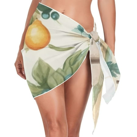 joogoo Fruit Orange Landscape Women s Beach Sarong Bathing Suit Wrap Swimwear Cover Ups L