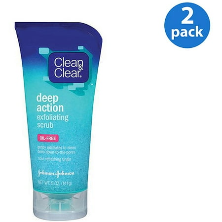 Clean & Clear Oil Free Deep Action Exfoliating Scrub 5 oz (Pack of 2)
